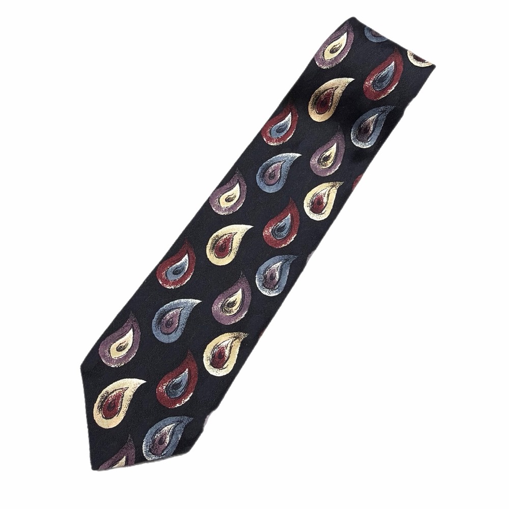 VTG Ferrell Reed Britches of Concord Mens Silk Tie Black Paisley Italian USA NWT
